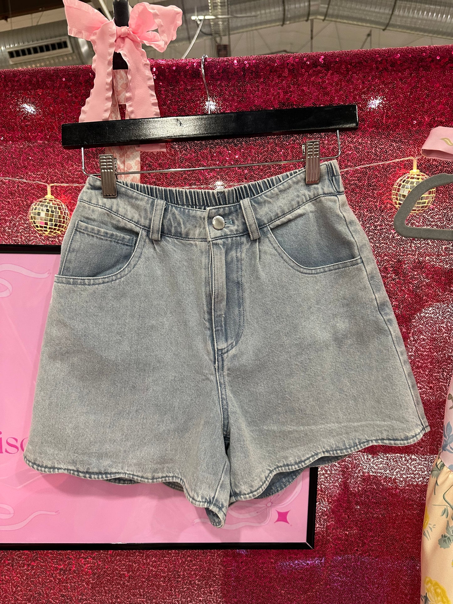 Scalloped Denim Shorts