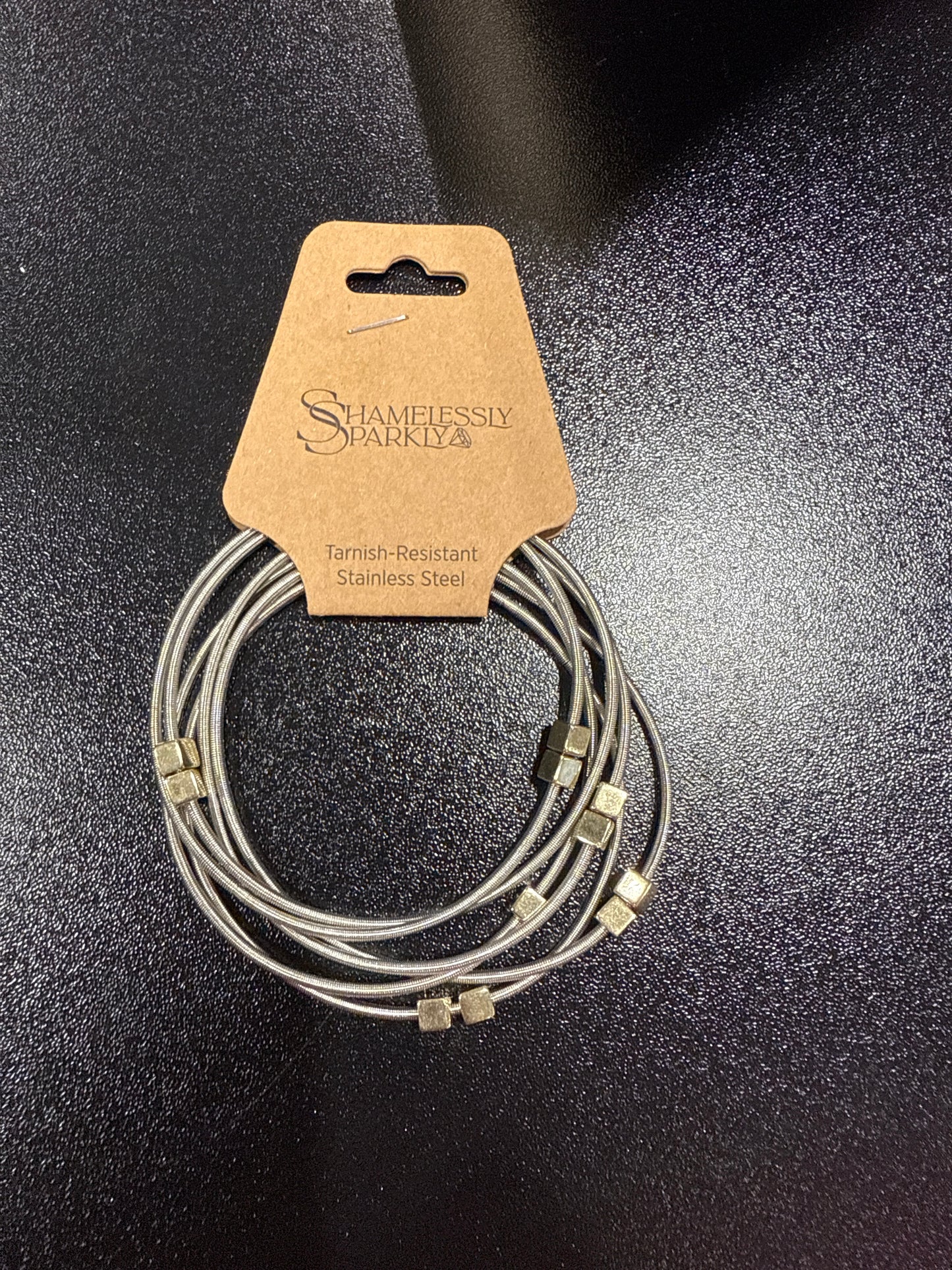 Beaded Guitar string bracelets - SILVER