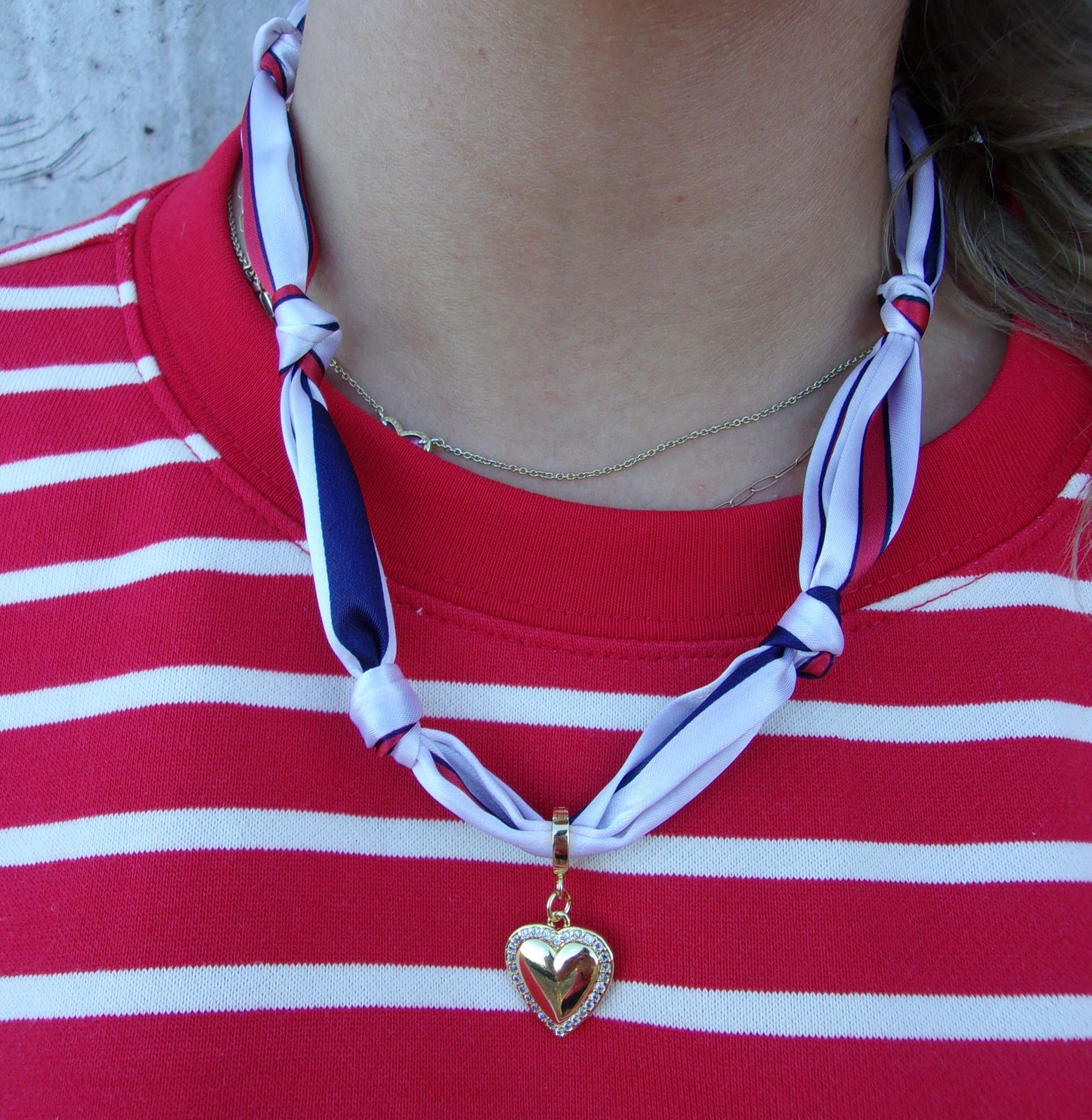 Red White & Blue scarf necklace