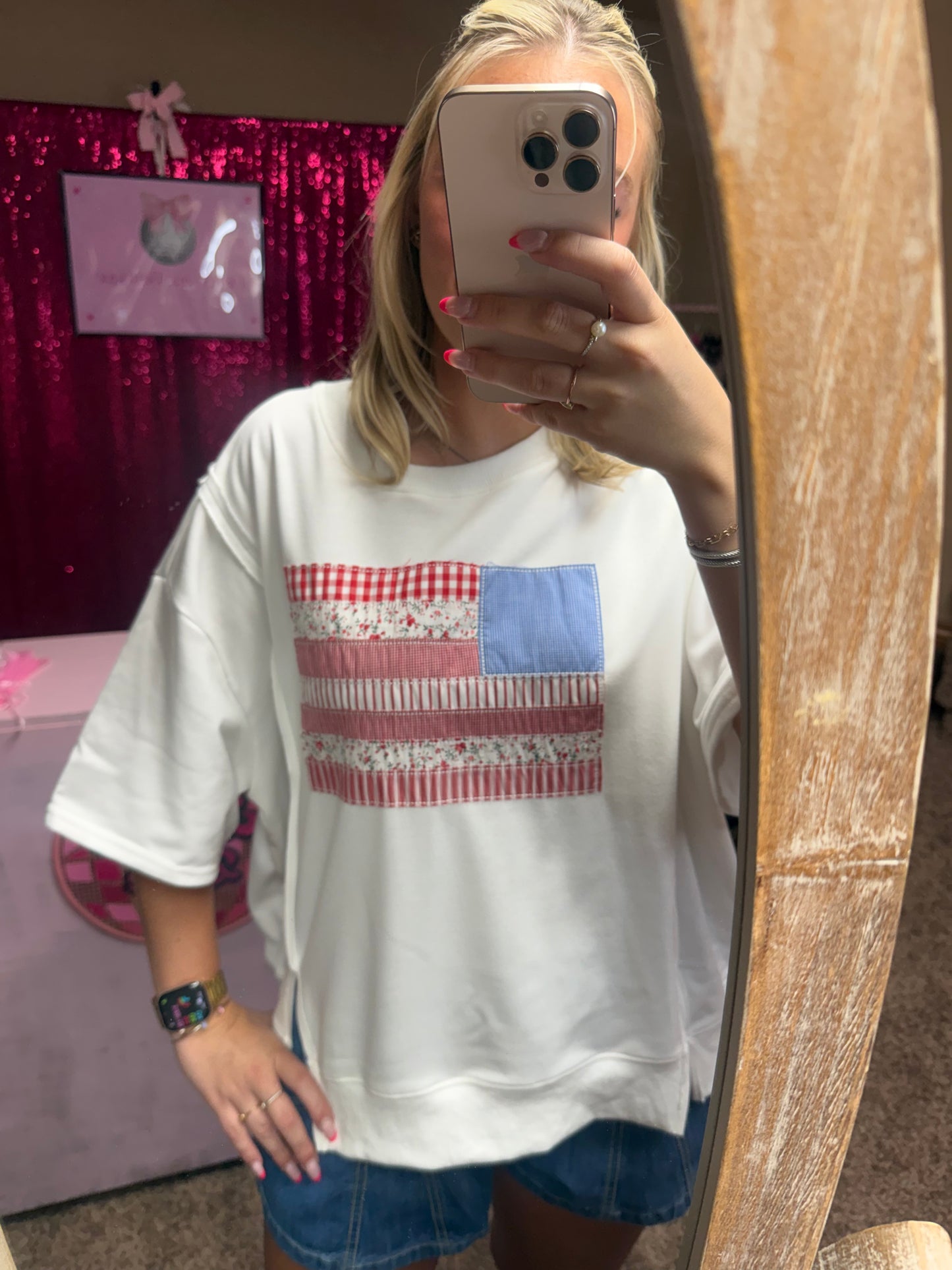 Party in the USA (oversized embroidered top)