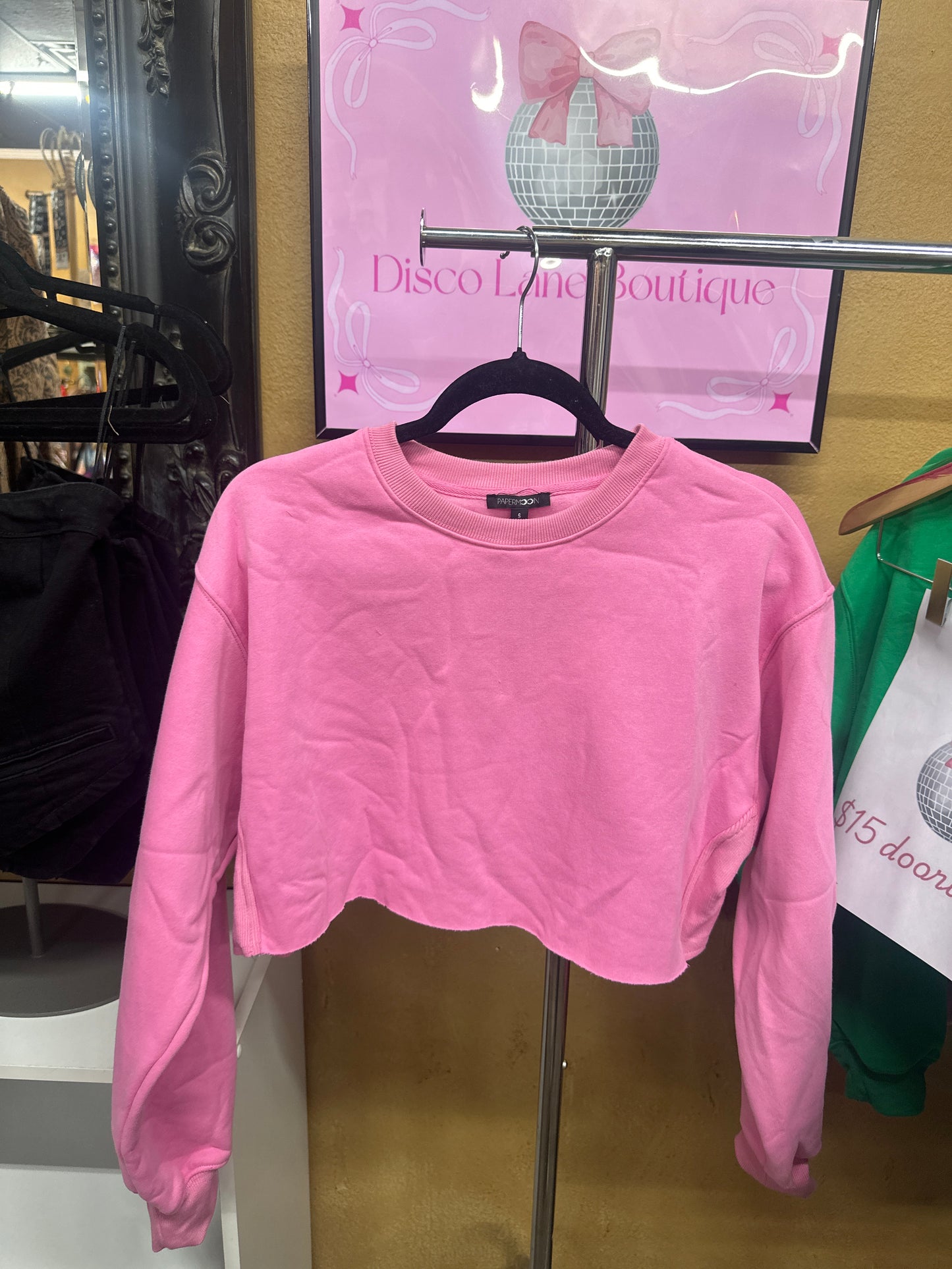 Bubblegum Pink Cropped Sweatshirt