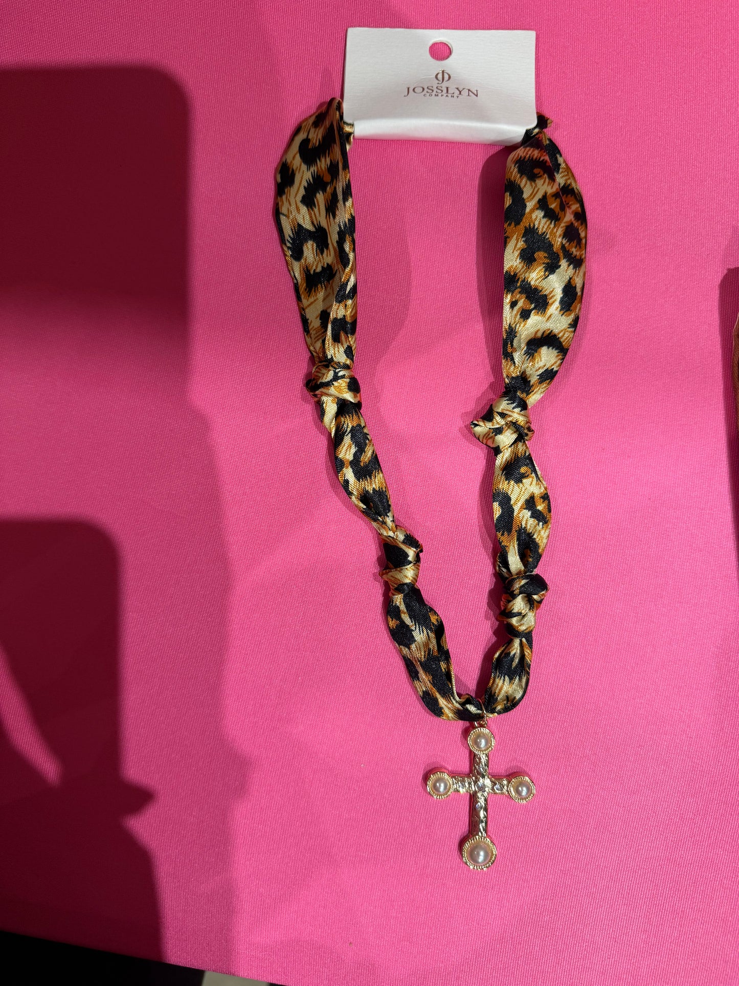 Leopard Scarf Cross Necklace