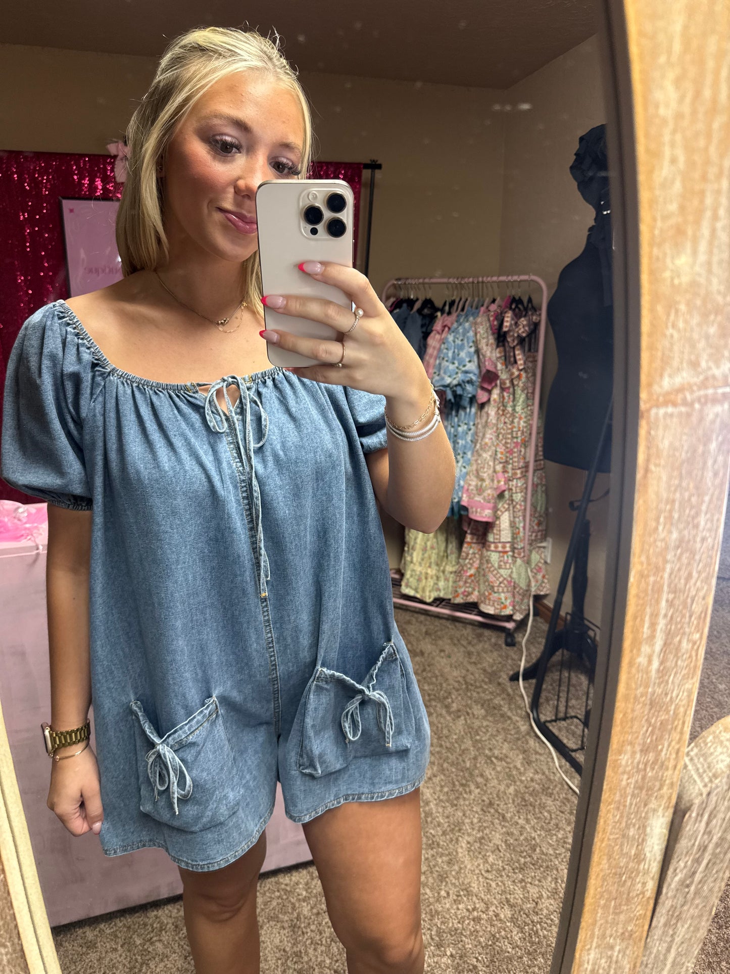 Sweetheart Denim Romper