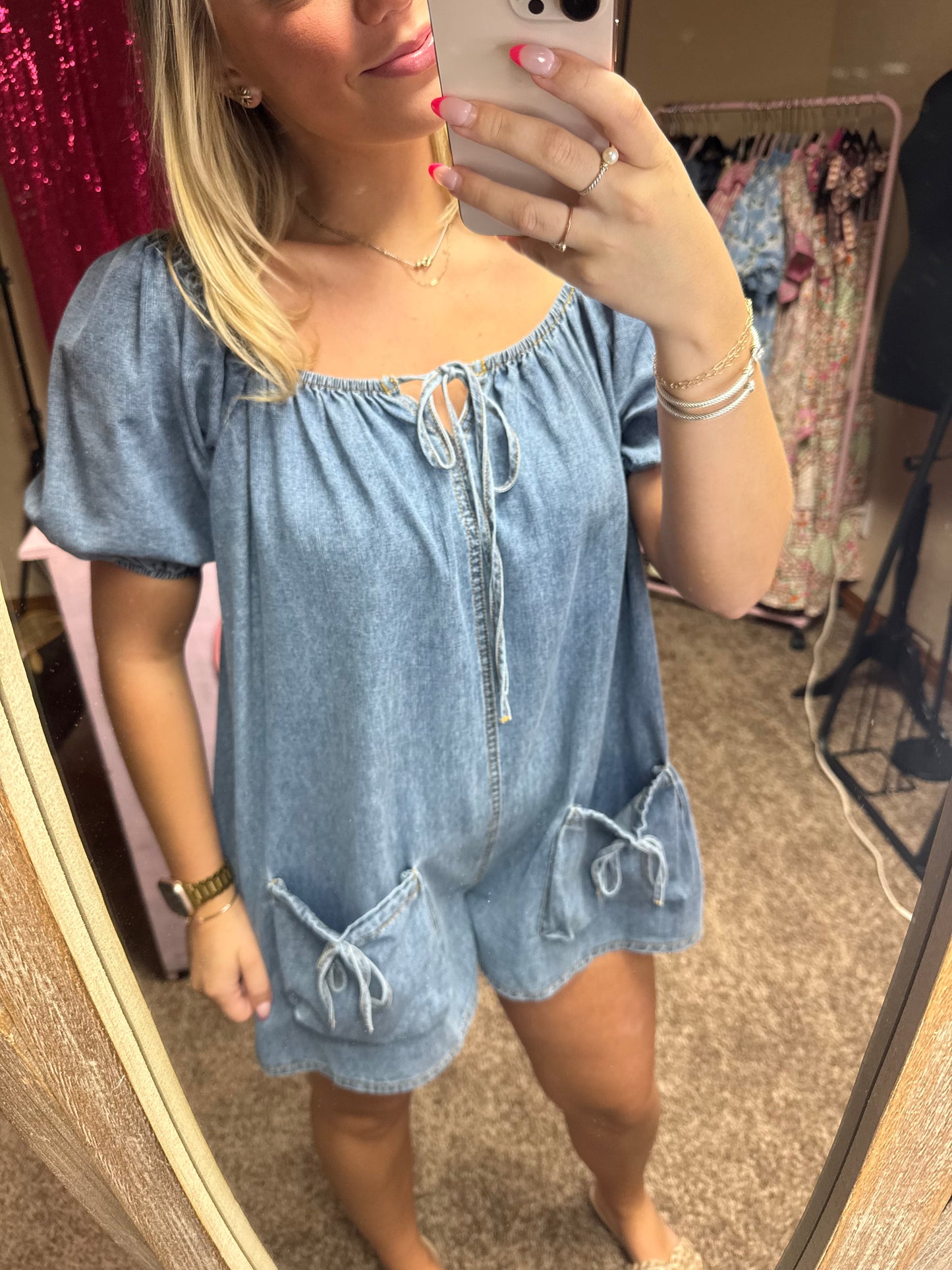 Sweetheart Denim Romper