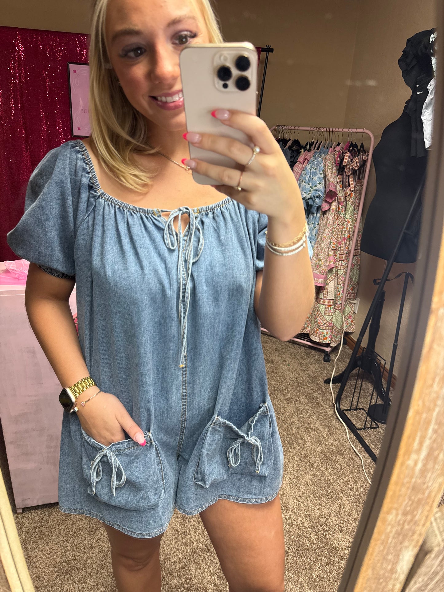 Sweetheart Denim Romper