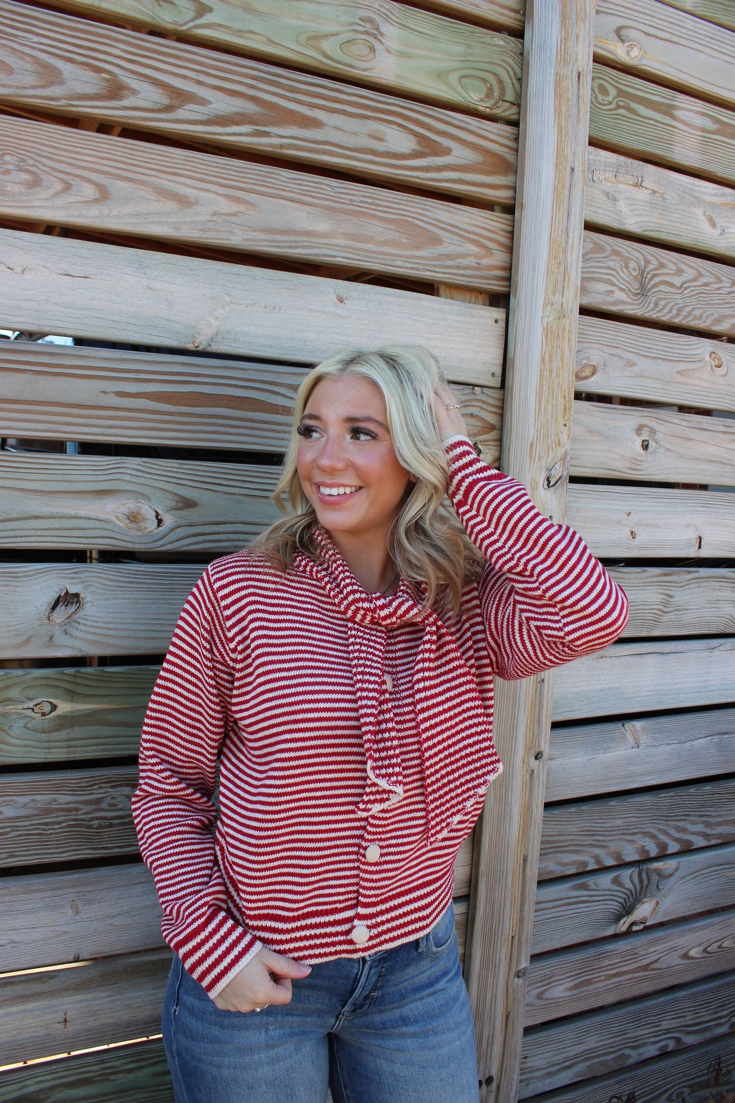 Sweetheart Stripe Tie Sweater