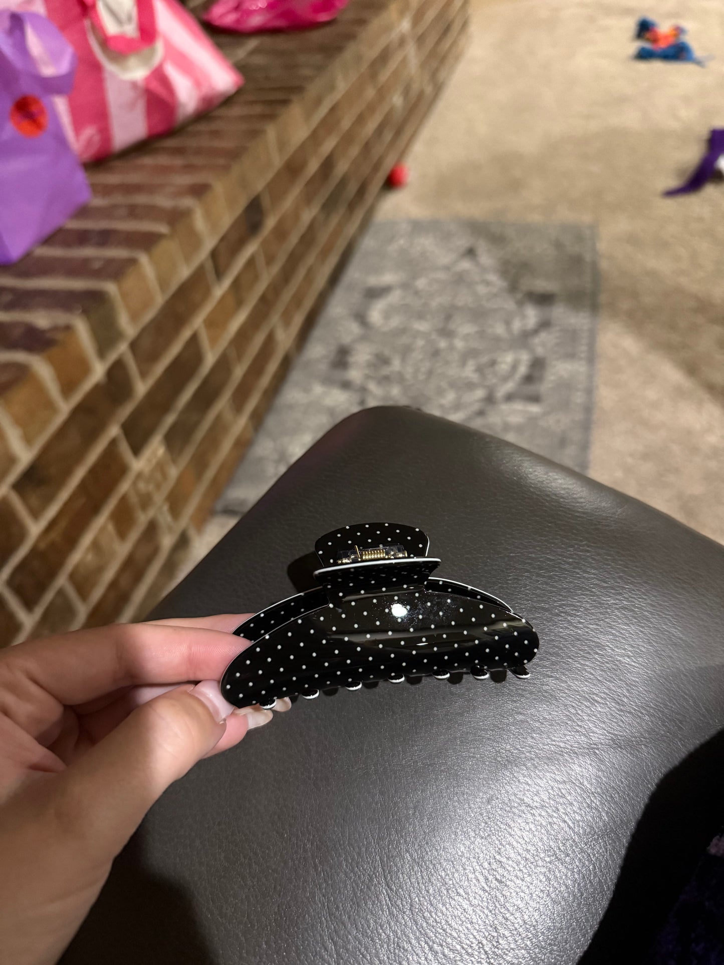 Black and White Polka Dot Claw Clip