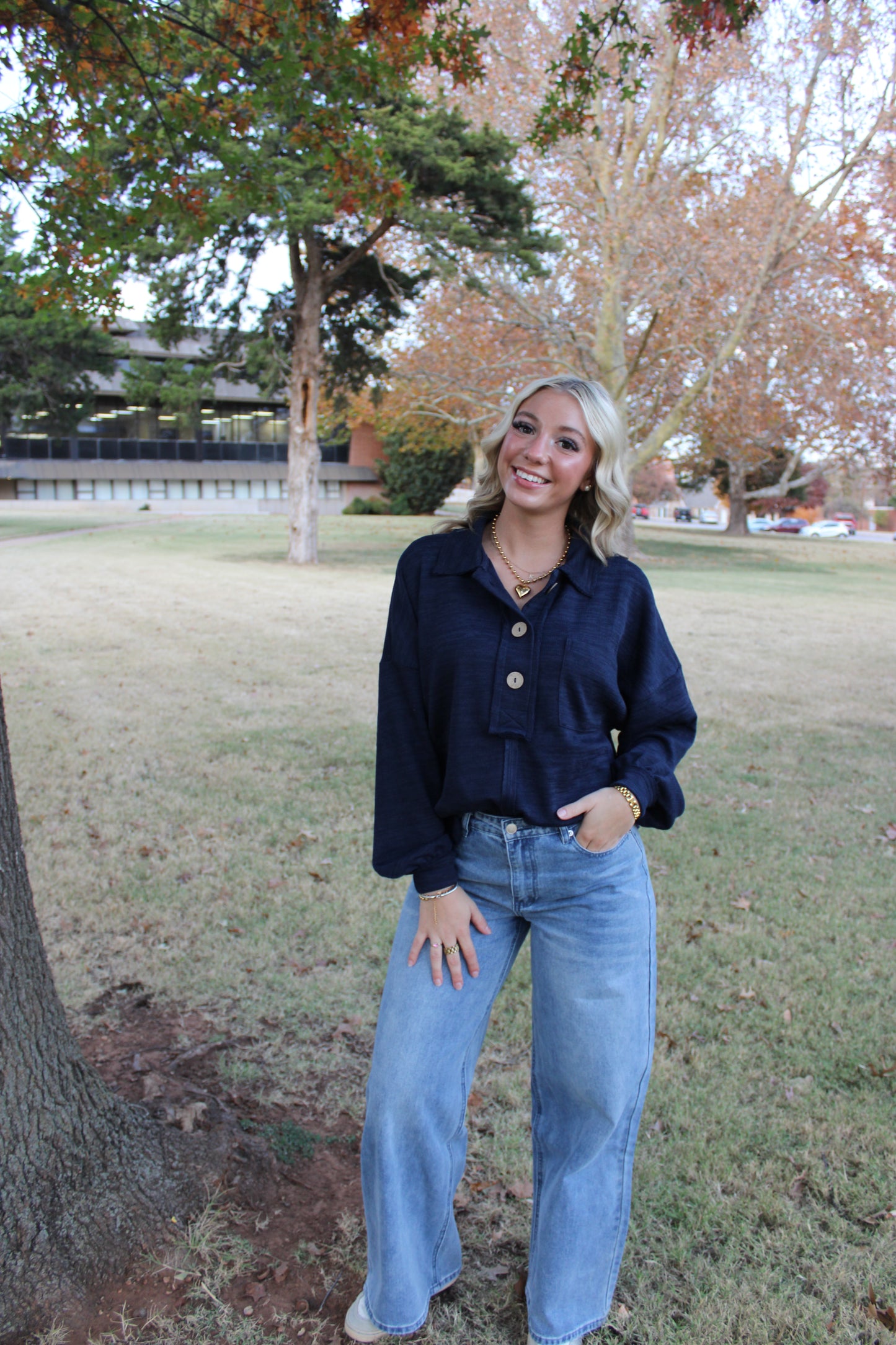 Sweet & Simple Navy Knit Top