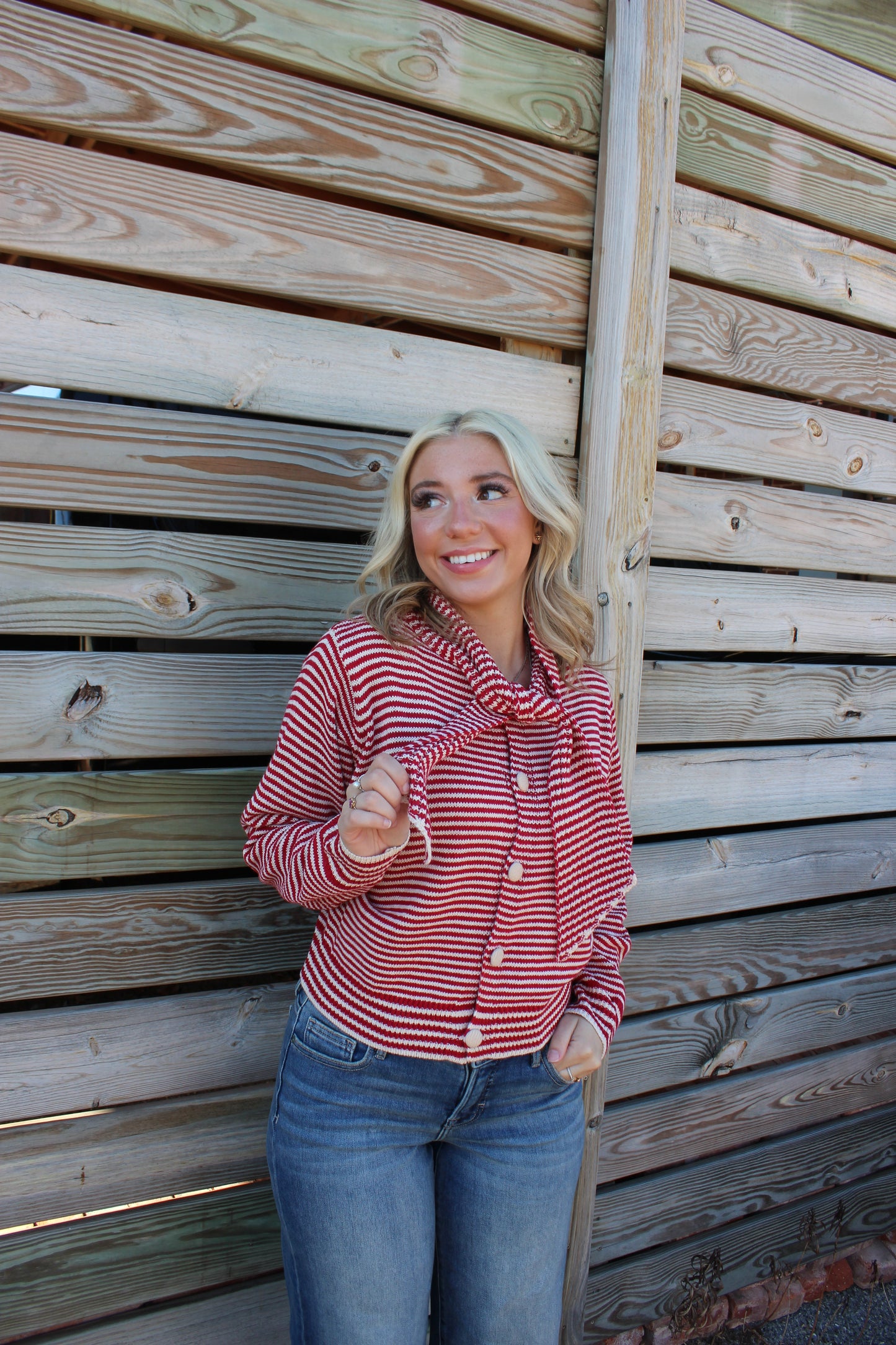 Sweetheart Stripe Tie Sweater