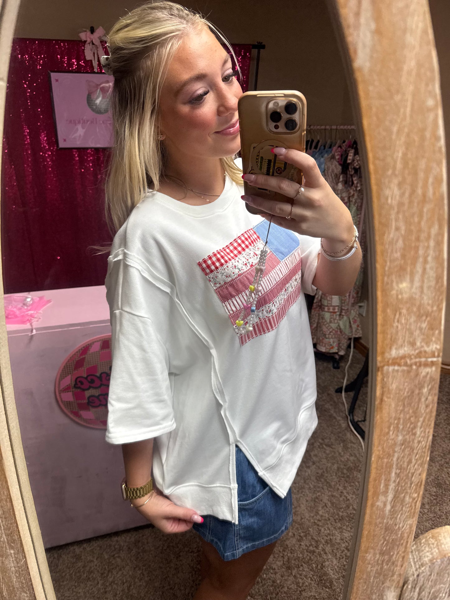 Party in the USA (oversized embroidered top)