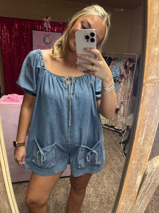 Sweetheart Denim Romper