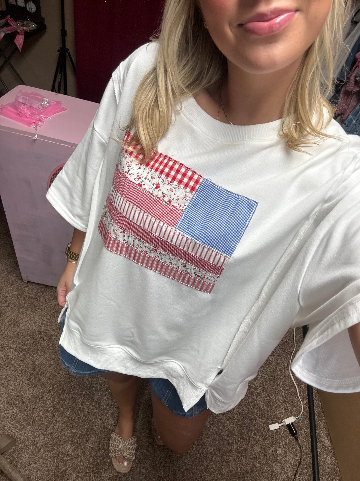 Party in the USA (oversized embroidered top)