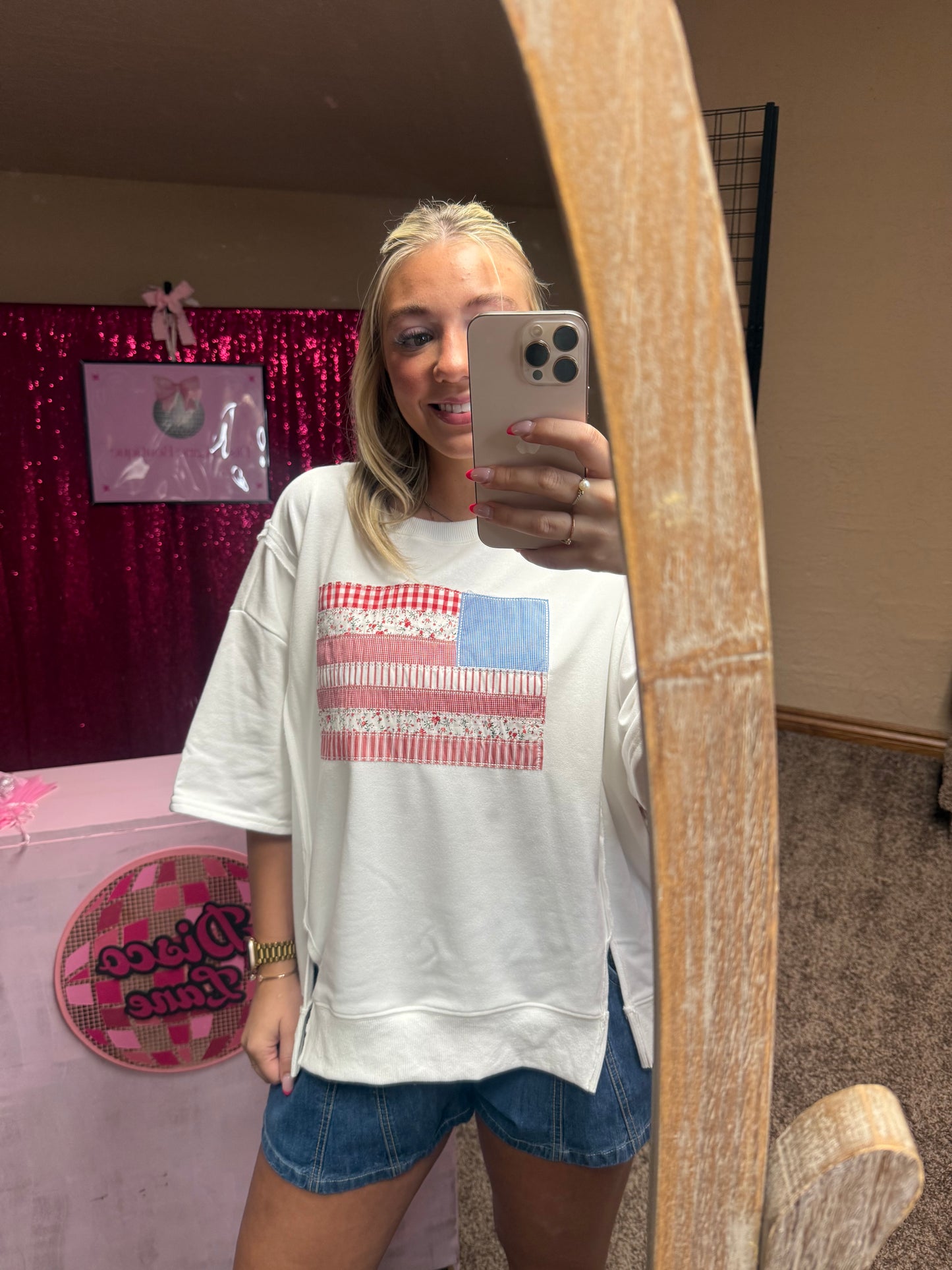 Party in the USA (oversized embroidered top)