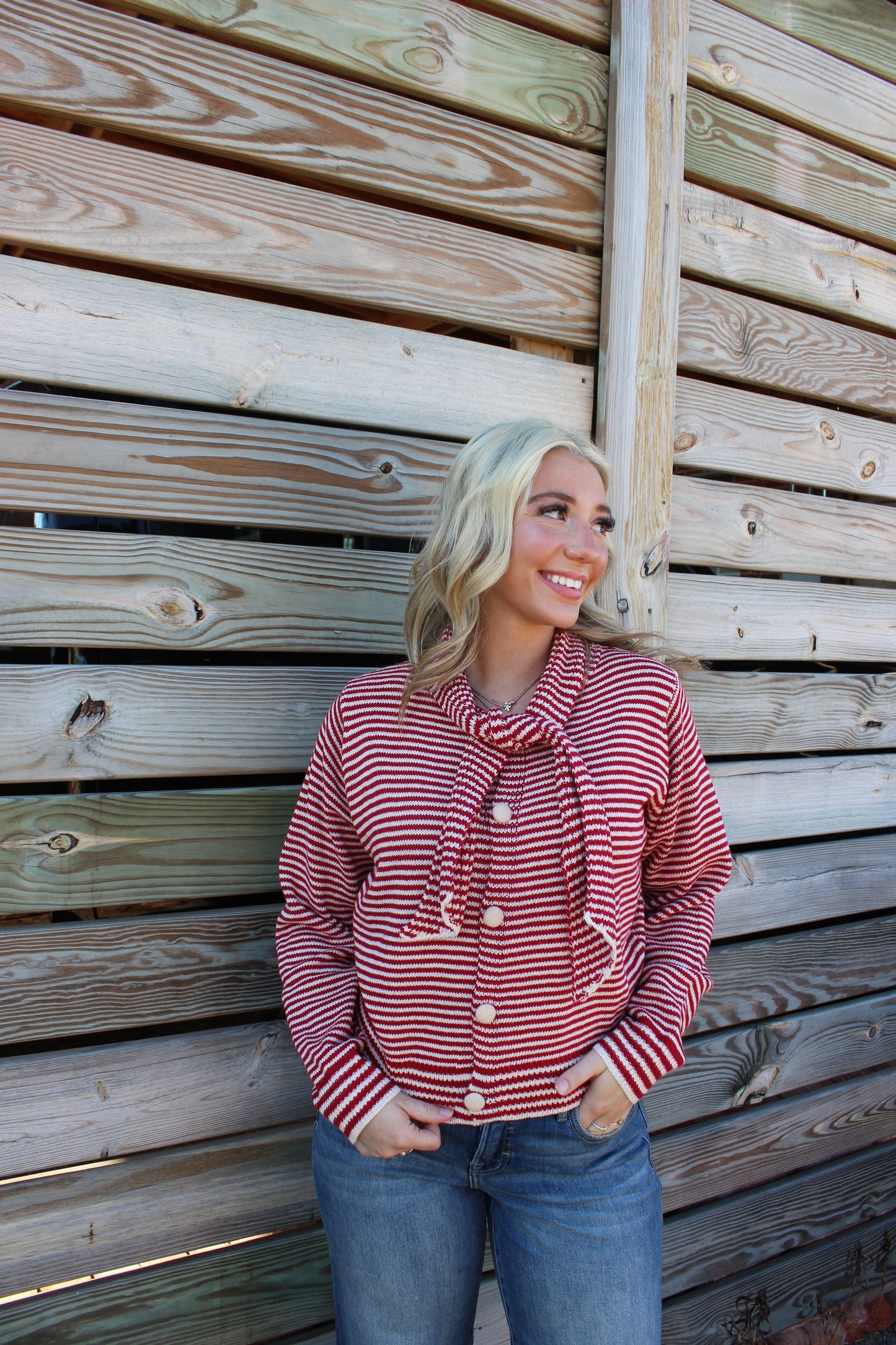 Sweetheart Stripe Tie Sweater