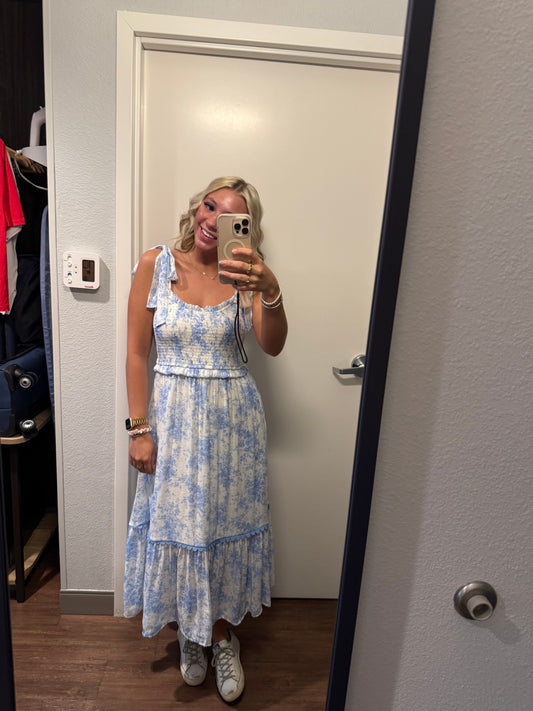 Blue Toile Maxi Dress