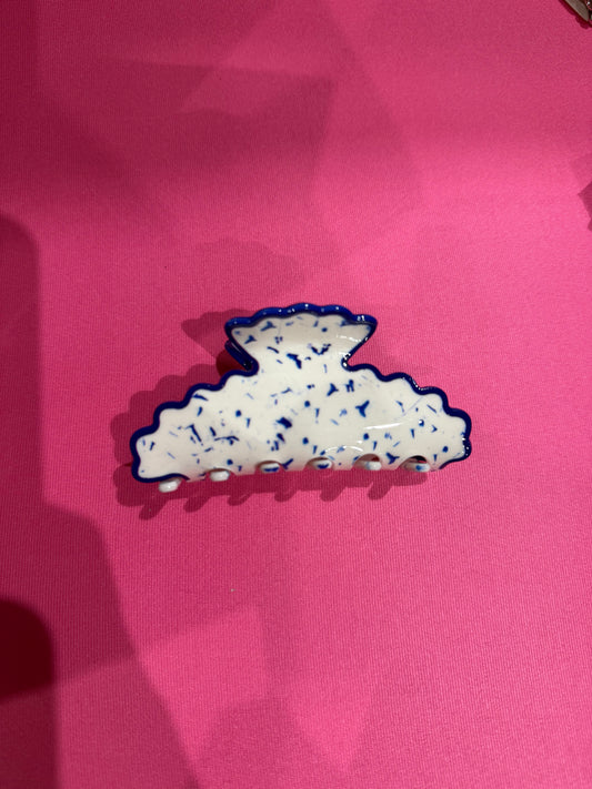 Blue and White Claw Clip
