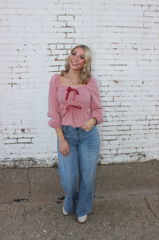 Sweetheart Gingham Bow Top