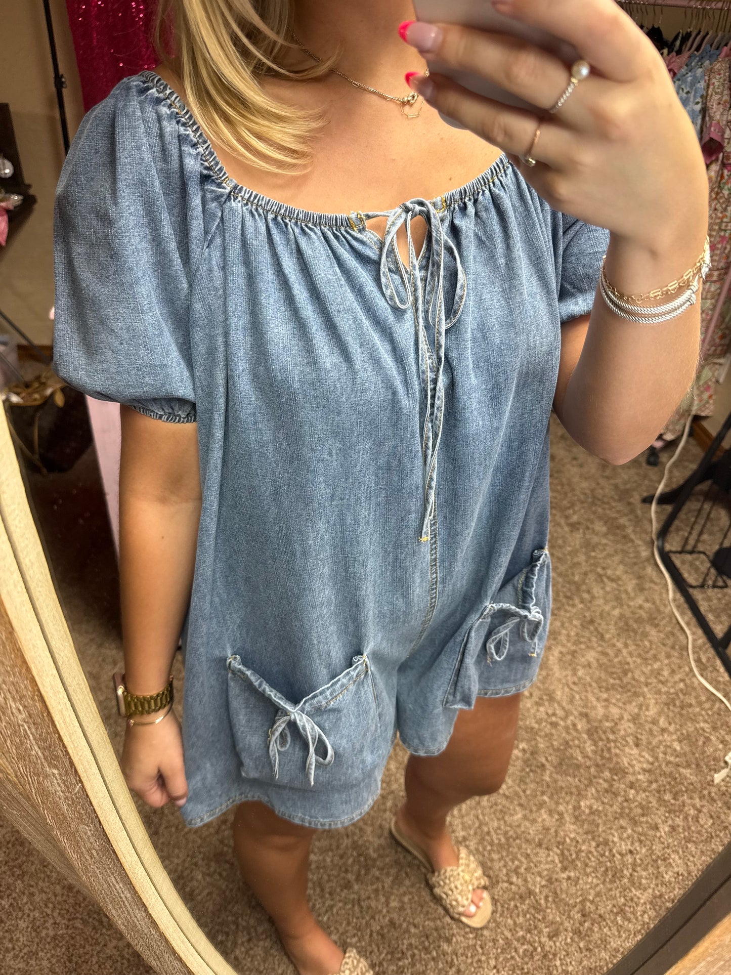 Sweetheart Denim Romper