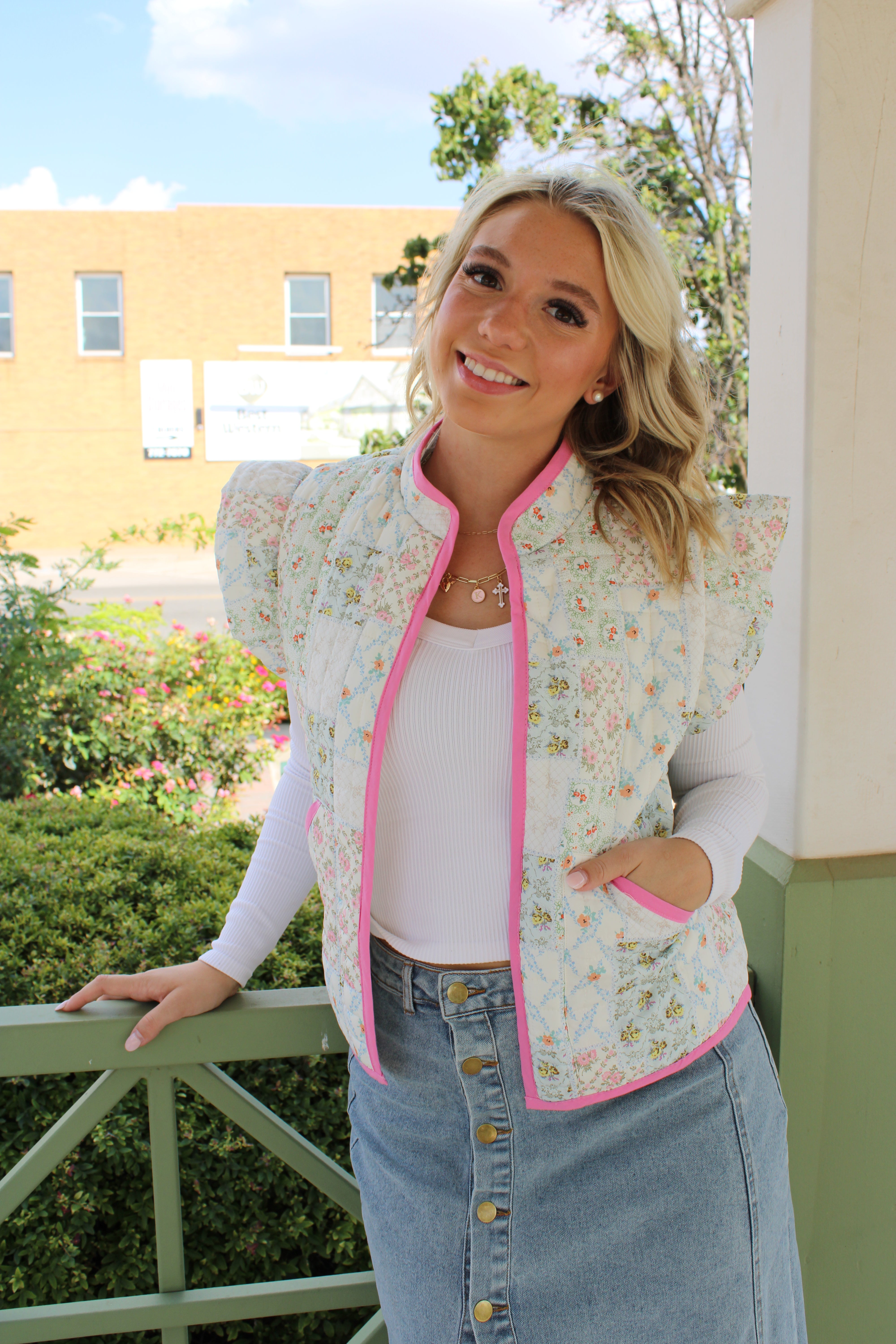 Fancy Floral puffer vest Disco Lane