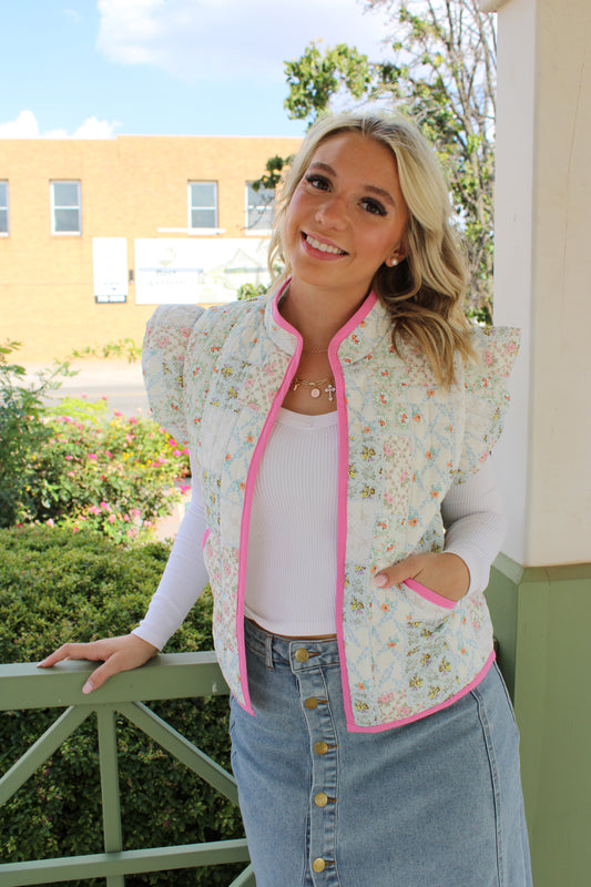 Fancy Floral puffer vest