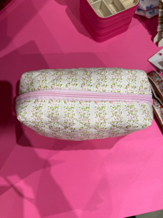 Floral Quilted Makeup Bag