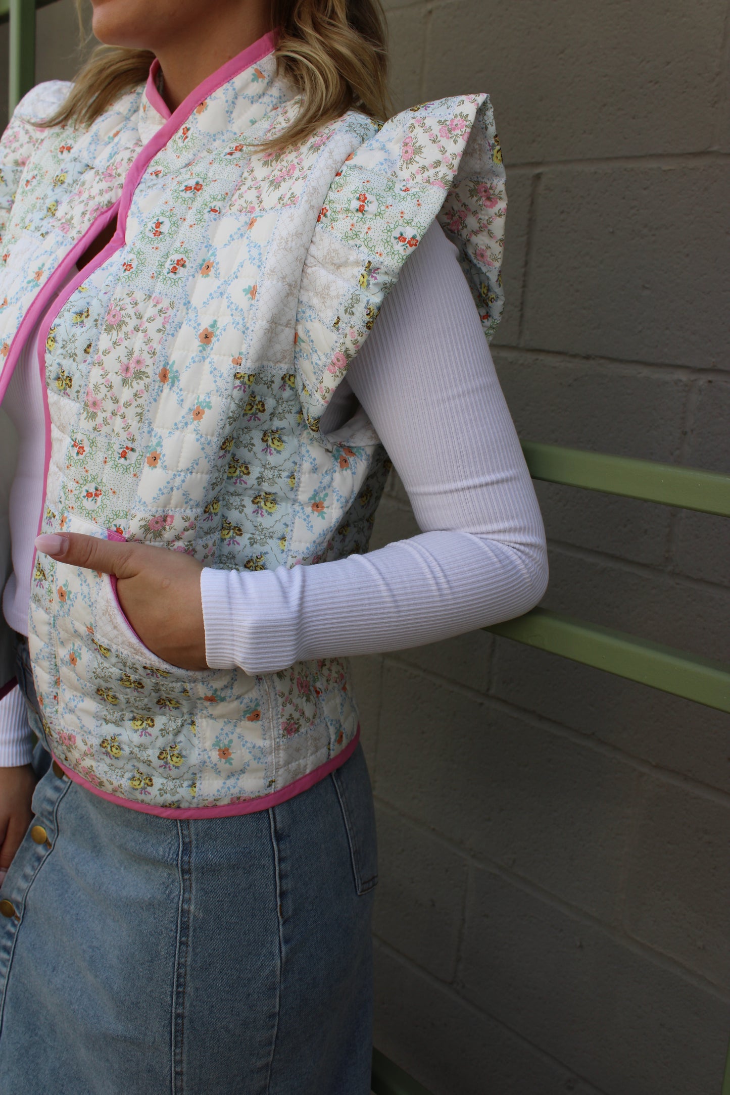 Fancy Floral puffer vest