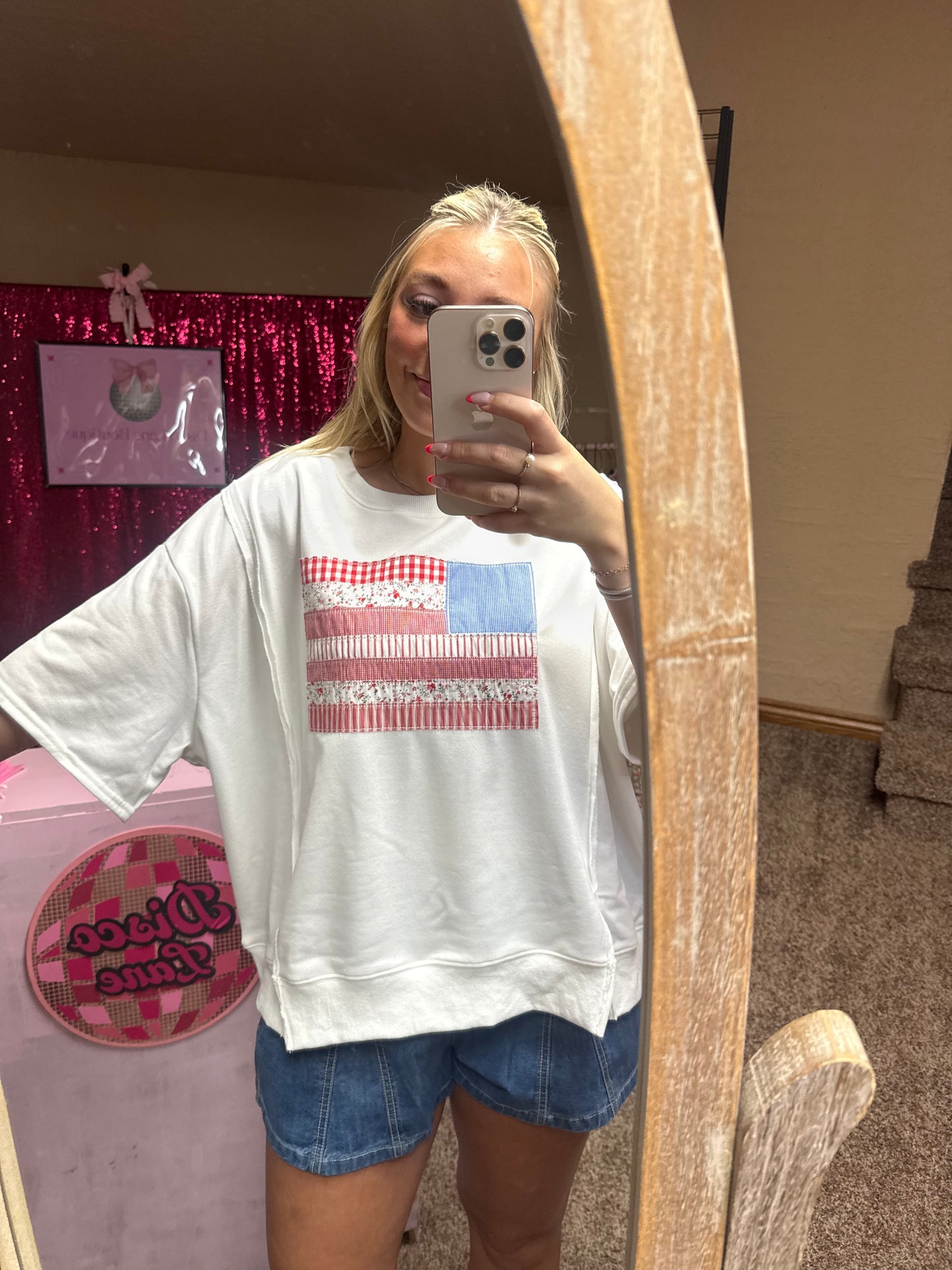 Party in the USA (oversized embroidered top)