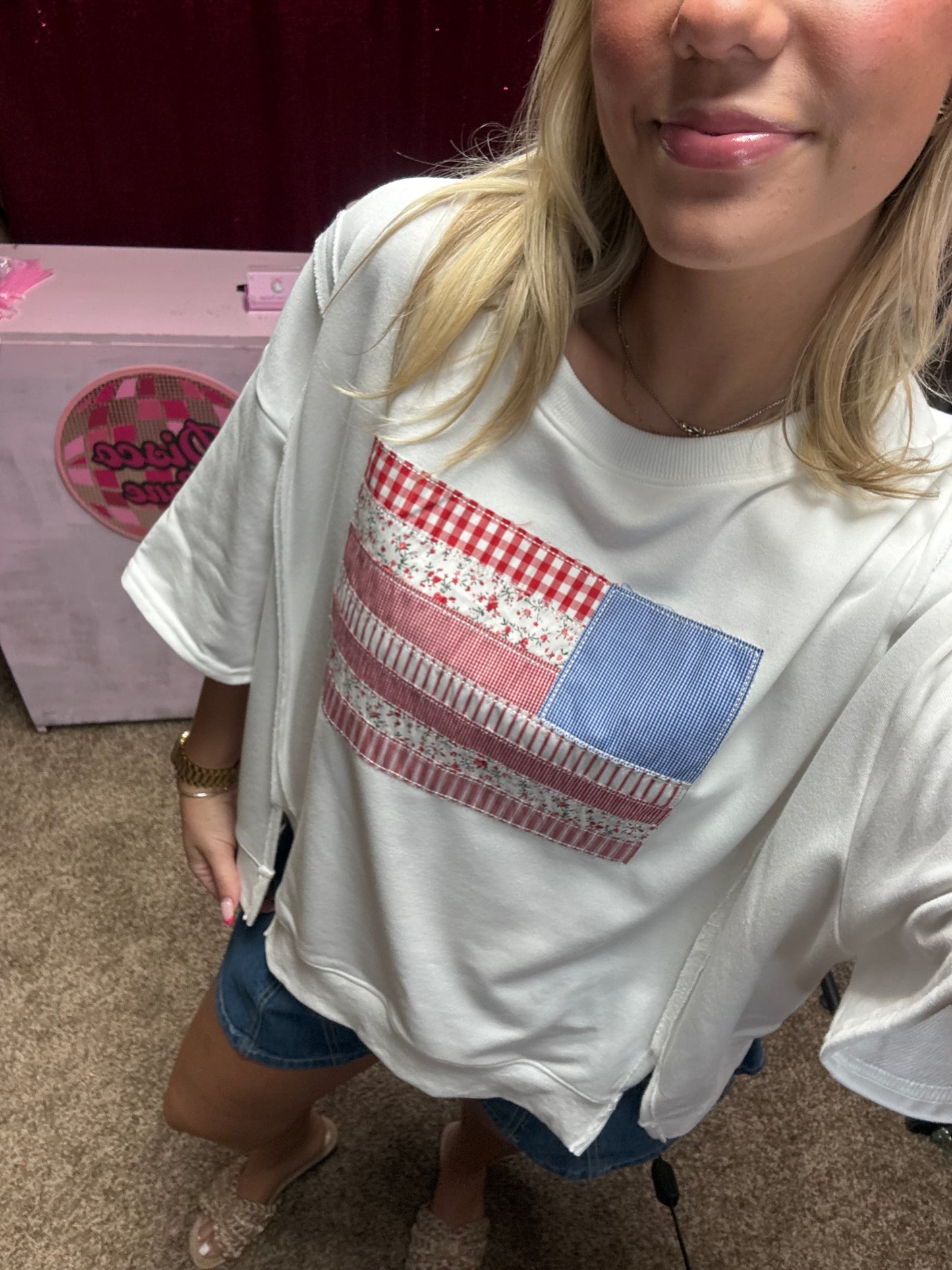Party in the USA (oversized embroidered top)