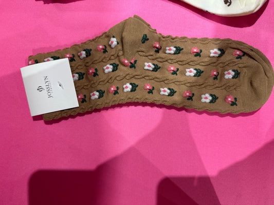Brown Floral Socks