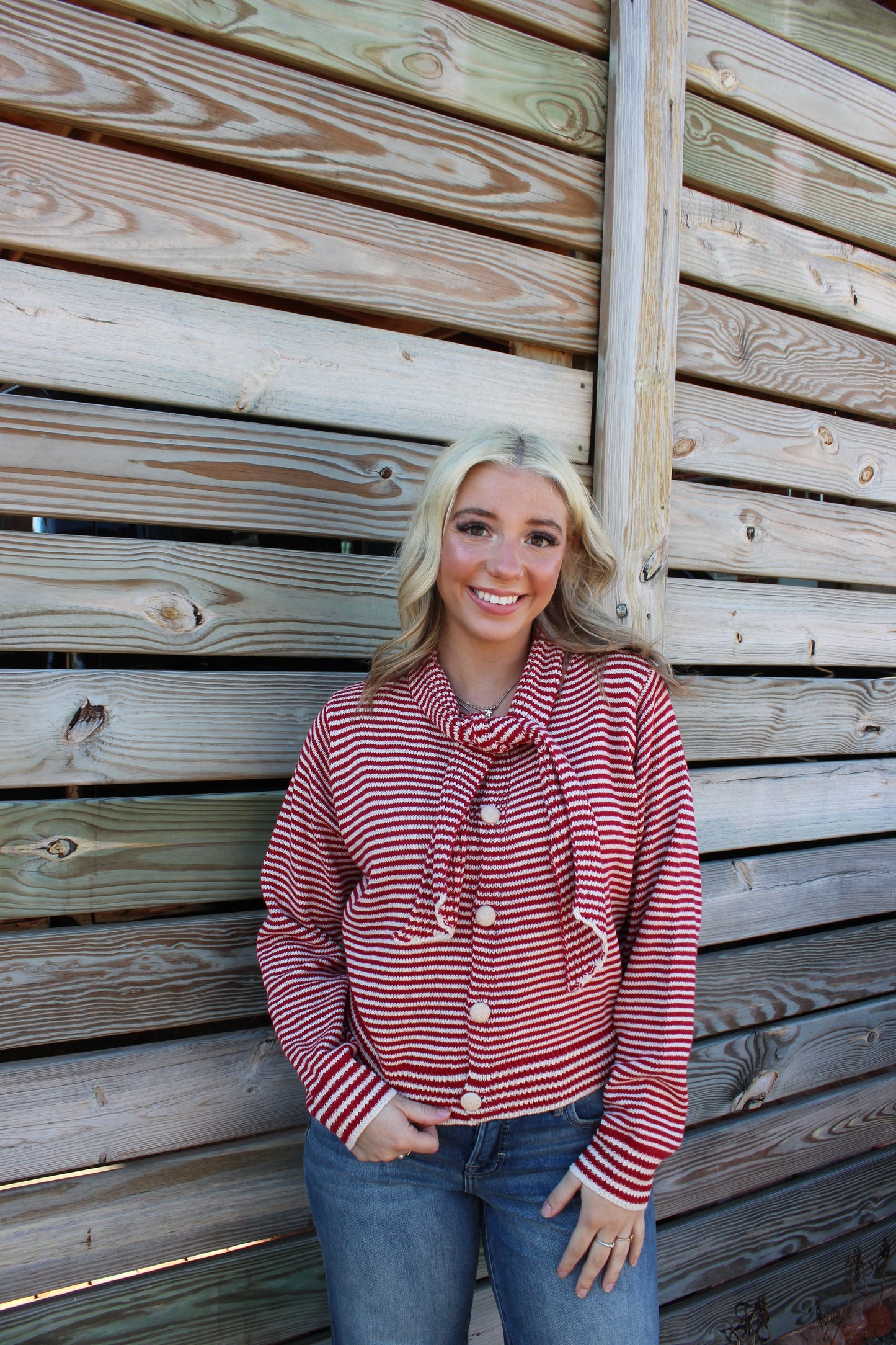 Sweetheart Stripe Tie Sweater