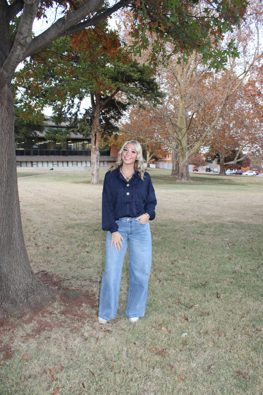 Sweet & Simple Navy Knit Top