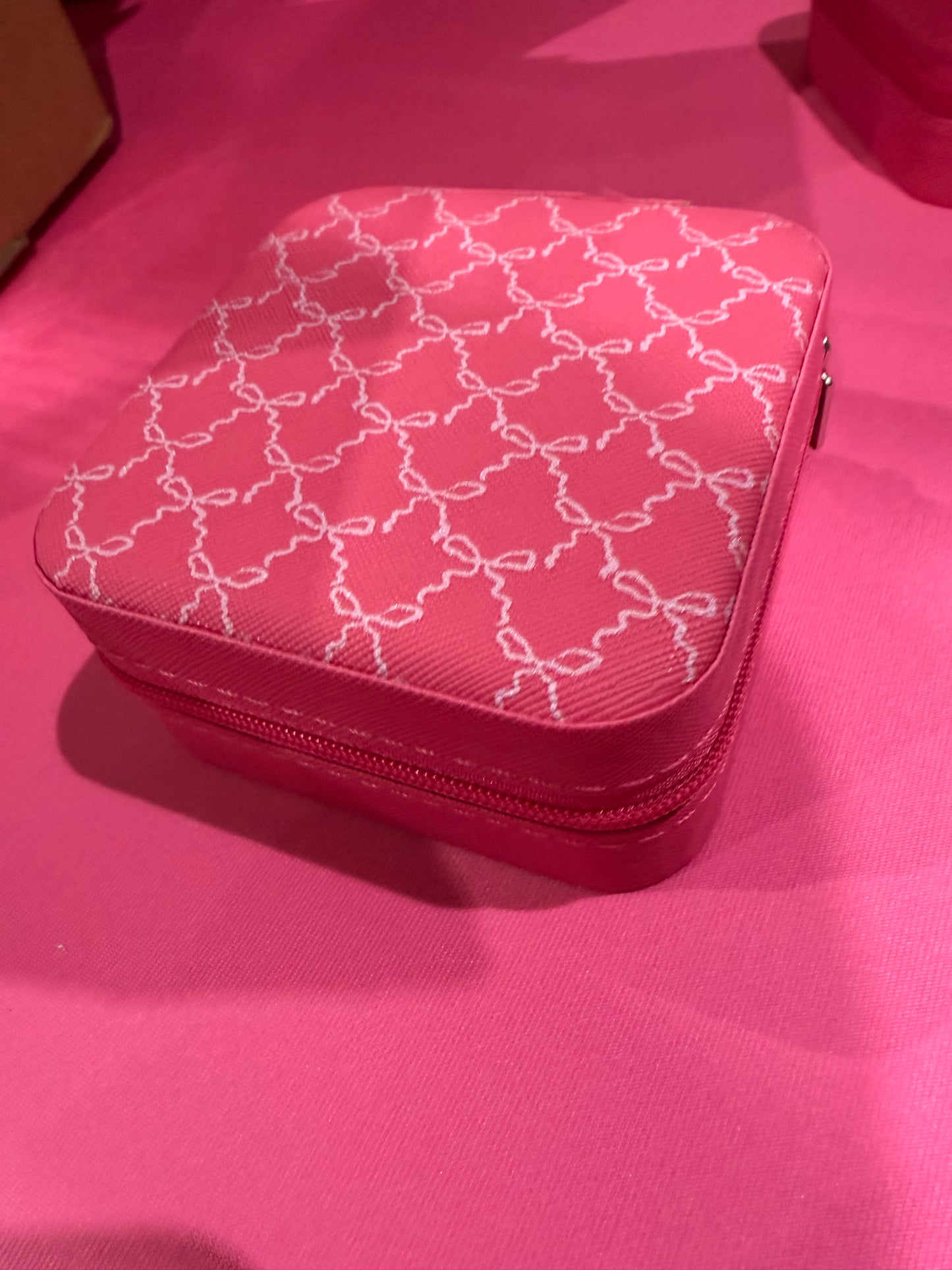 Pink Bow Travel Jewelry Box