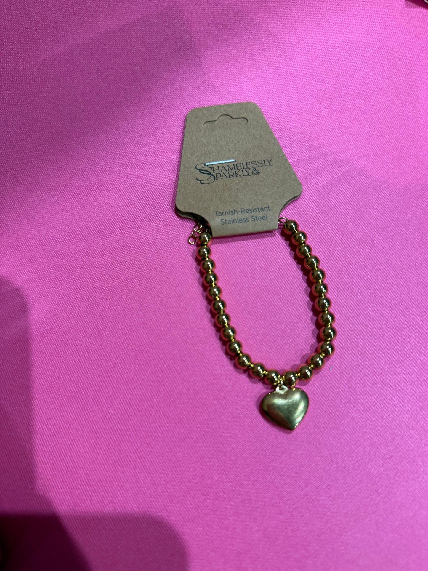 Gold Puffy Heart Bracelet