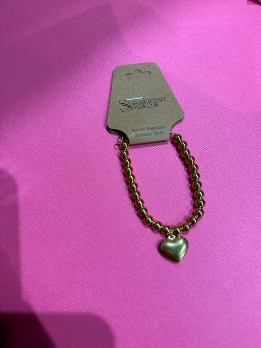 Gold Puffy Heart Bracelet