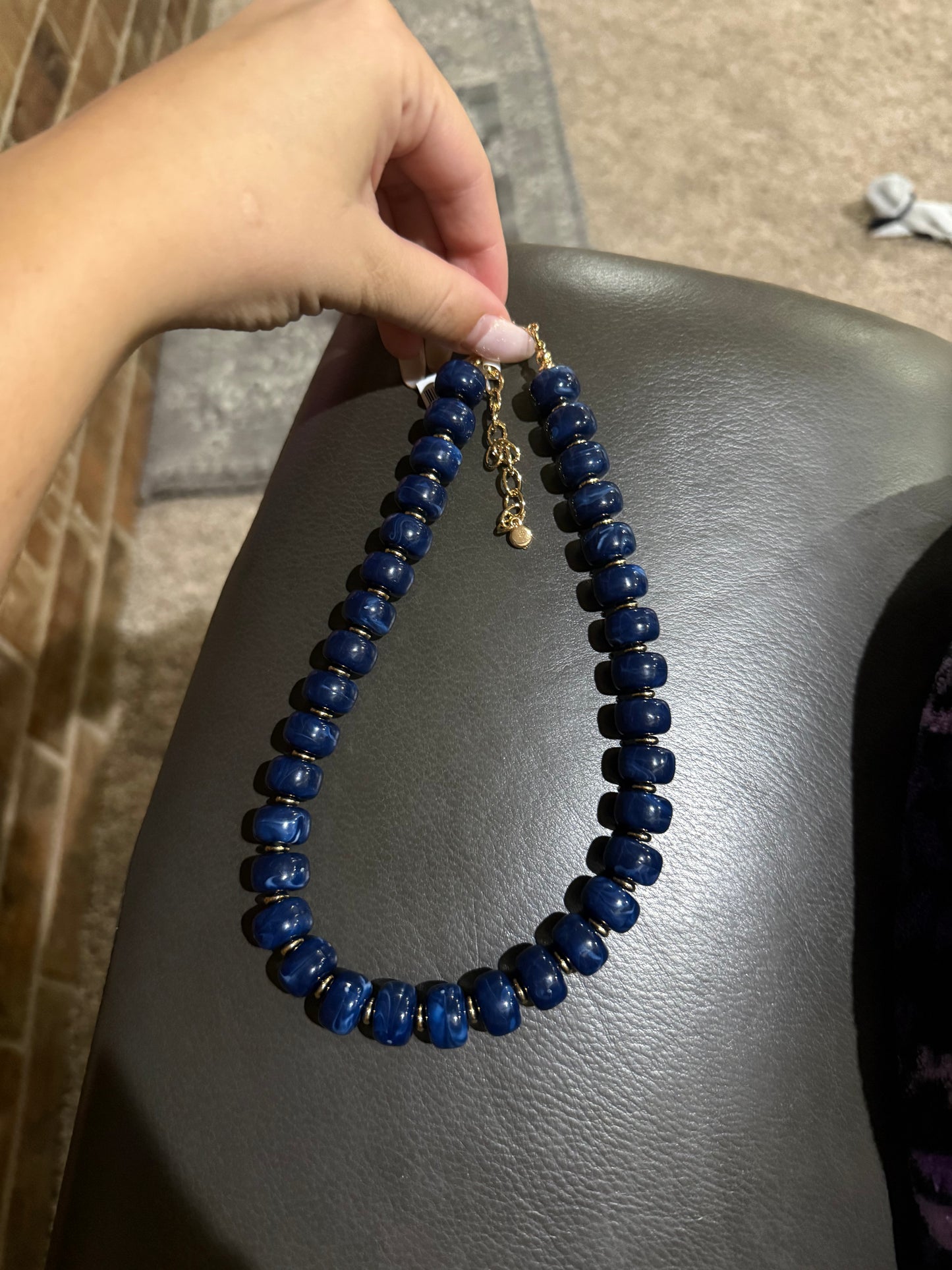 Navy Beaded Necklace