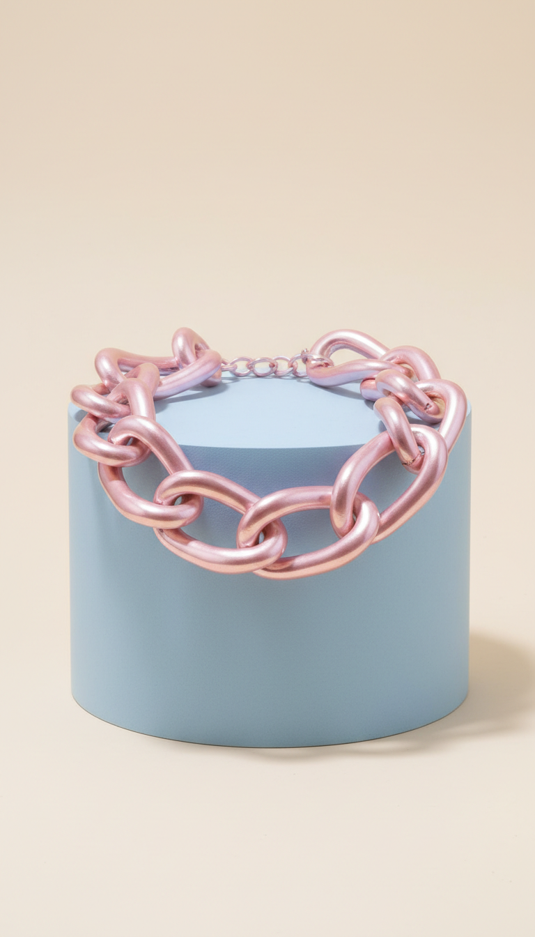 Cotton Candy Blush Metallic Statement Necklace